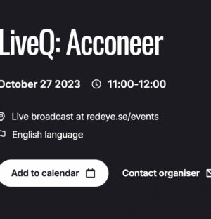 Acconeer presents Q3´23 report with Q&A on October 27